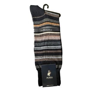 Men’s Punto Italian Fine Egyptian Cotton Socks Navy Stripe